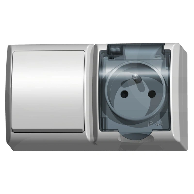 FALA Łącznik jednobiegunowy + gniazdo pojedyncze wieczko przezroczyste