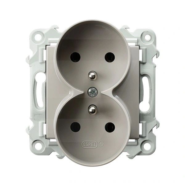 SZAFIR Gniazdo podwójne z uziemieniem moduł bez ramki